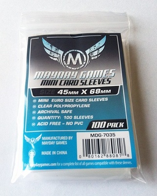 100 Card Sleeves Mayday MINI EURO 45x68 Bustine Protettive Giochi da Tavolo Buste