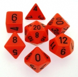 7 Dice Chessex OPAQUE ORANGE black OPACO ARANCIO nero Dadi 25403