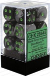 12 d6 Dice Chessex GEMINI BLACK GREY 26645 Dadi
