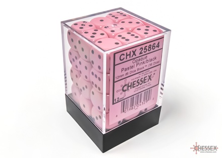 36 d6 Dice Chessex PASTEL PINK Black 25864 Dadi