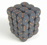 36 d6 Dice Chessex OPAQUE DARK GREY COPPER 25820 Dadi