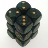 12 d6 Dice Chessex SCARAB JADE GOLD 27615 Dadi