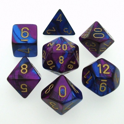 7 Dice Chessex GEMINI BLUE PURPLE 26428 Dadi