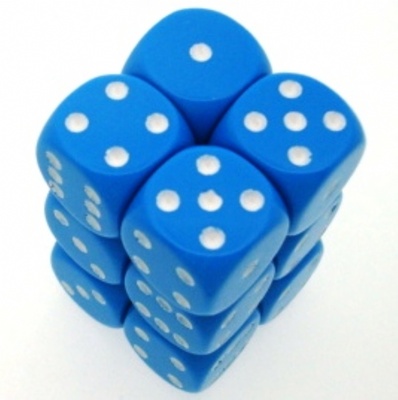 12 d6 Dice Chessex OPAQUE LIGHT BLUE WHITE 25616 Dadi