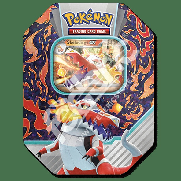 Pokemon Tin da collezione Paldea Partners Skeledirge EX Mazzo Deck Box Metallo INGLESE immagine 1
