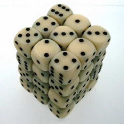 36 d6 Dice Chessex OPAQUE IVORY BLACK 25800 Dadi