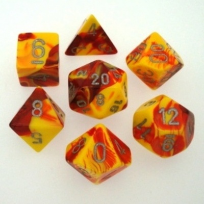 7 Dice Chessex GEMINI RED YELLOW ROSSO GIALLO Dadi 26450
