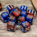 12 d6 Dice Chessex GREAT BRITAIN War Dice GEMINI BLUE RED white 29064 Dadi