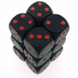 12 d6 Dice Chessex OPAQUE BLACK red OPACO NERO rosso Dadi 25618