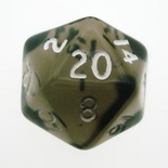 d20 Dice Chessex 16mm Translucent Smoke white PT2008 Dado Trasparente Fumo bianco