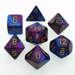 7 Dice Chessex GEMINI BLUE PURPLE 26428 Dadi
