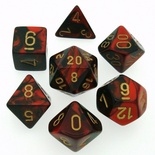 7 Dice Chessex GEMINI BLACK RED NERO ROSSO Dadi 26433