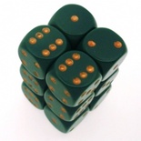 12 d6 Dice Chessex OPAQUE DUSTY GREEN COPPER 25615 Dadi