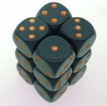 12 d6 Dice Chessex OPAQUE DARK GREY COPPER 25620 Dadi