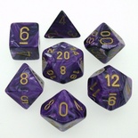 7 Dice Chessex VORTEX PURPLE 27437 Dadi