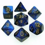 7 Dice Chessex GEMINI BLACK BLUE 26435 Dadi