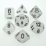7 Dice Chessex FROSTED CLEAR 27401 Dadi