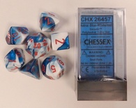 7 Dice Chessex GEMINI ASTRAL BLUE red  Blu Astrale rosso Dadi 26457