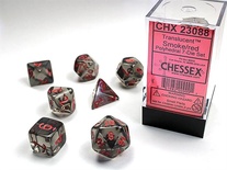 7 Dice Chessex TRANSLUCENT SMOKE RED 23088 Dadi