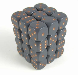36 d6 Dice Chessex OPAQUE DARK GREY COPPER 25820 Dadi