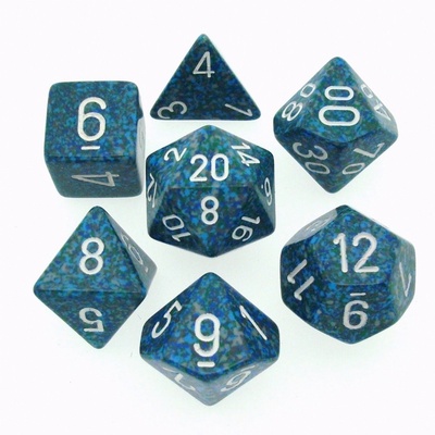 7 Dice Chessex SPECKLED SEA WHITE 25316 Dadi