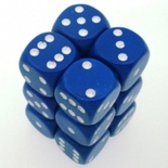 12 d6 Dice Chessex OPAQUE BLUE WHITE 25606 Dadi
