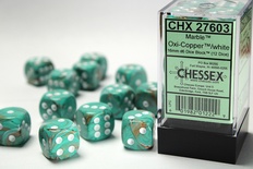 12 d6 Dice Chessex Marble OXI COPPER WHITE 27603 Dadi
