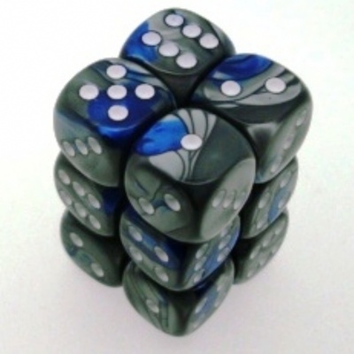 12 d6 Dice Chessex GEMINI BLUE STEEL 26623 Dadi