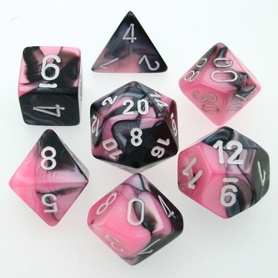7 Dice Chessex GEMINI BLACK PINK 26430 Dadi