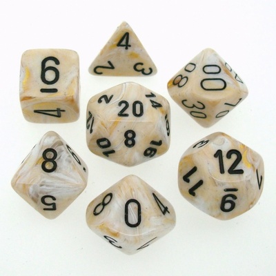 7 Dice Chessex MARBLE IVORY 27402 Dadi