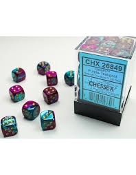 36 d6 Dice Set Chessex Gemini PURPLE TEAL 26849 Dadi VIOLA  VERDE ACQUA