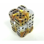 12 d6 Dice Set Chessex GEMINI GOLD  WHITE black 26648 ORO BIANCO nero Dadi Dado Die