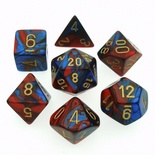 7 Dice Chessex GEMINI BLUE RED 26429 Dadi