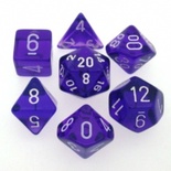 7 Dice Chessex TRANSLUCENT PURPLE 23077 Dadi