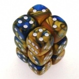 12 d6 Dice Chessex GEMINI BLUE GOLD 26622 Dadi