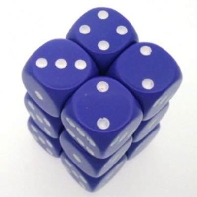 12 d6 Dice Chessex OPAQUE DUSTY PURPLE WHITE 25607 Dadi