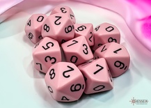 Set d10 Dice Chessex Opaque Pastel PINK black 25264 Dadi