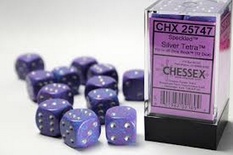 12 d6 Dice Chessex SPECKLED SILVER TETRA  PURPLE 25747 Dadi