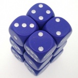 12 d6 Dice Chessex OPAQUE DUSTY PURPLE WHITE 25607 Dadi