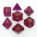 7 Die Set Chessex BOREALIS MAGENTA gold Dice MAGENTA oro Dadi Dado 27424