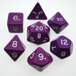 7 Dice Chessex OPAQUE PURPLE WHITE 25407 Dadi