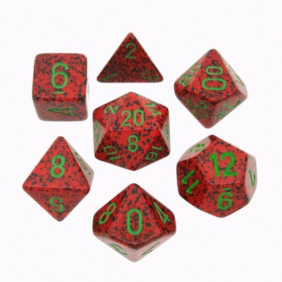 7 Dice Chessex SPECKLED STRAWBERRY GREEN 25304 Dadi
