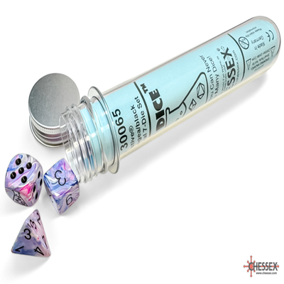 7 Dice Set Chessex LAB DICE  FESTIVE HYDRANGEA BLACK 30065  Dadi