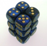 12 d6 Dice Chessex SCARAB ROYAL BLUE 27627 Dadi BLU REGALE
