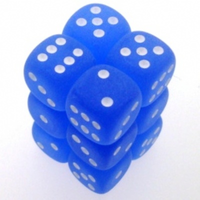 12 d6 Dice Chessex FROSTED BLUE WHITE 27606 Dadi