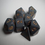 7 Dice Chessex OPAQUE DARK GREY COPPER 25420 Dadi