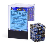 36 d6 Dice Chessex Gemini BLACK BLUE GOLD 26835 Dadi Nero Blu