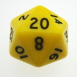 d20 Dice Chessex 16mm Opaque Yellow black PQ2002 Dado Opaco Giallo bianco