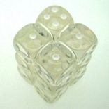 12 d6 Dice Chessex TRANSLUCENT CLEAR WHITE 23601 Dadi
