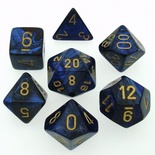 7 Dice Chessex SCARAB ROYAL BLUE 27427 Dadi